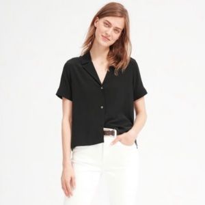Everlane Woman’s Button Down Blouse Top Clean Silk Notch Shirt 4 Short Sleeve